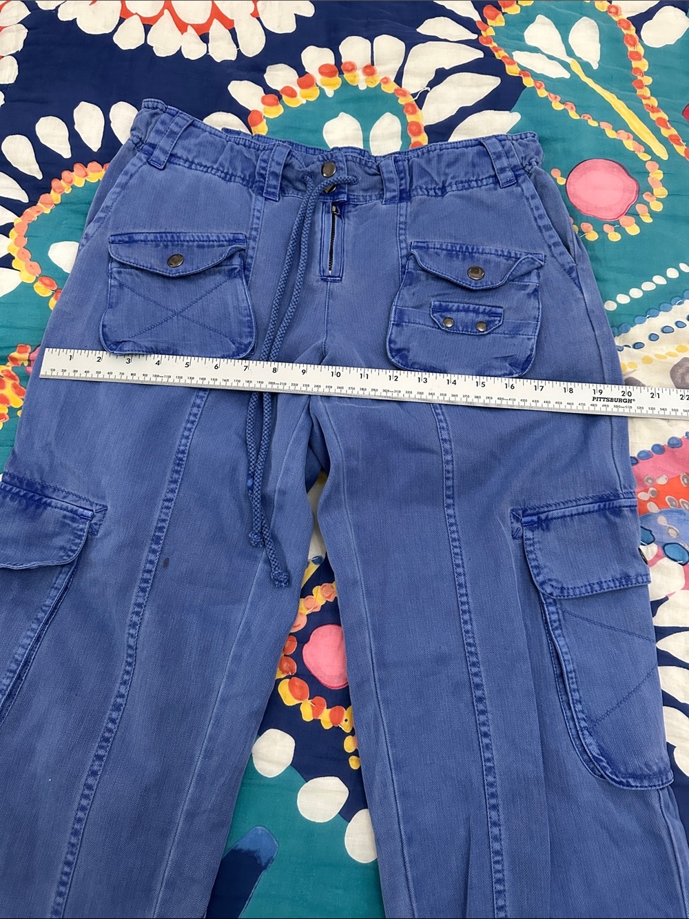 Free People Royal Blue Cargo Pants with Utility Pockets - Picture 4 of 8